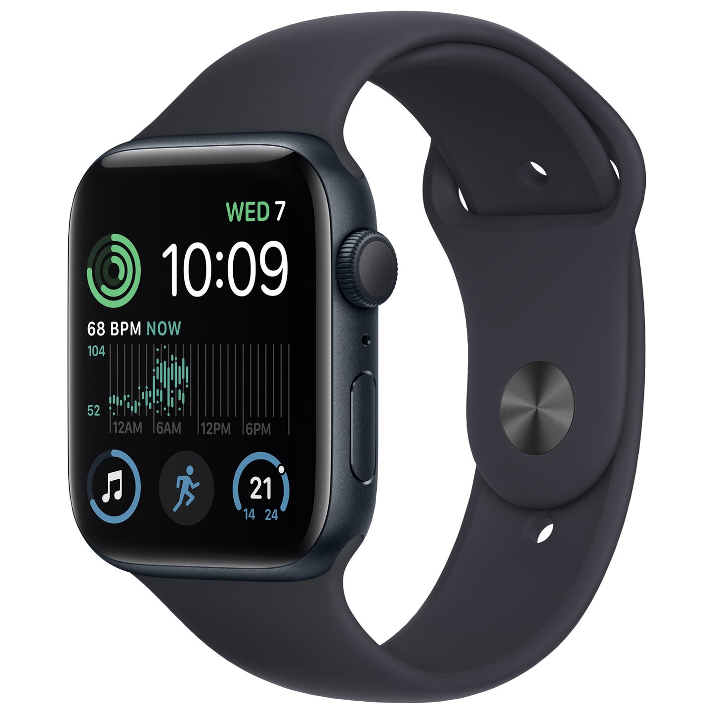 Apple Watch SE (2nd Gen) 44mm (GPS) Midnight Aluminum with Midnight Sport Band (MNK03VC/A)