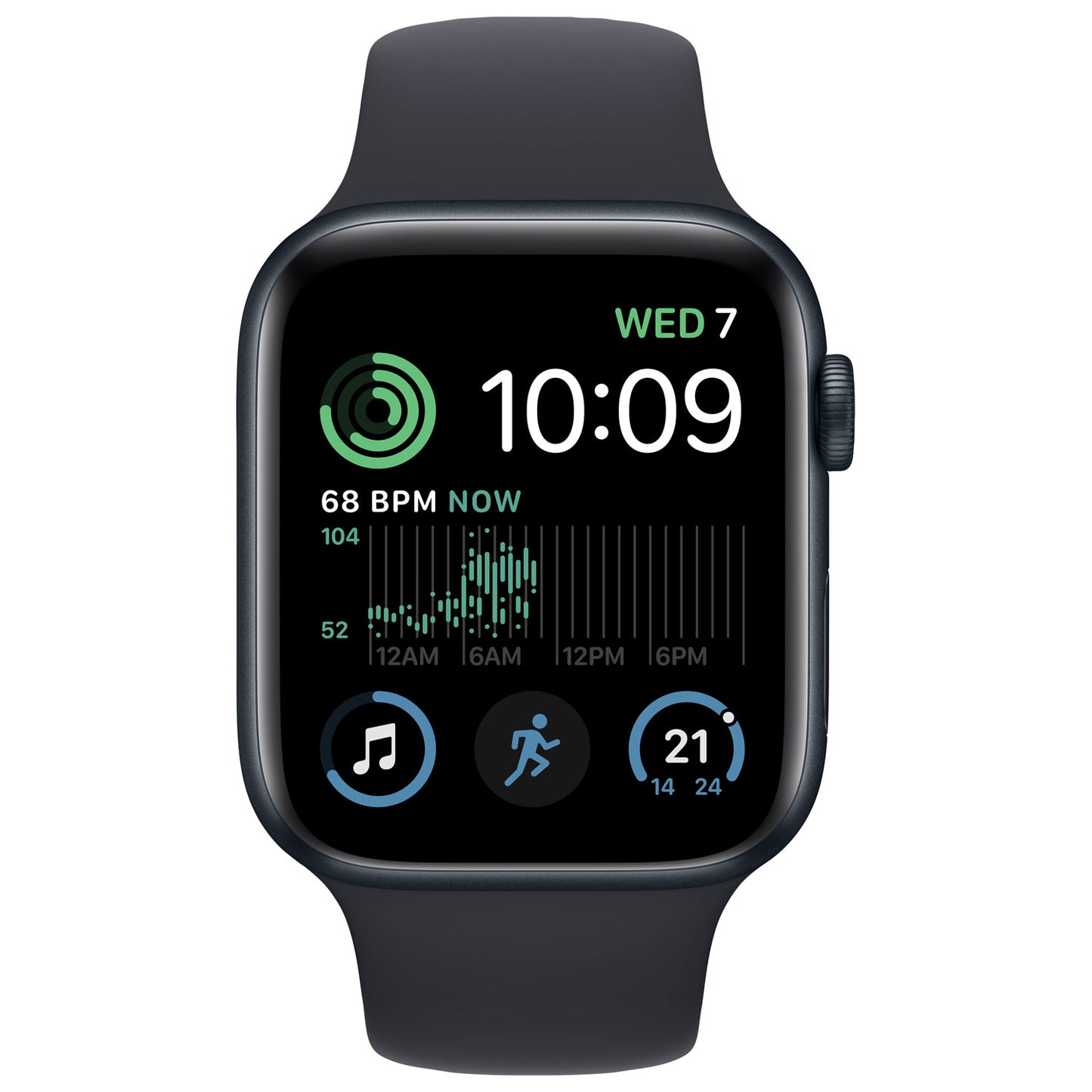 Apple Watch SE (2nd Gen) 44mm (GPS) Midnight Aluminum with Midnight Sport Band (MNK03VC/A)