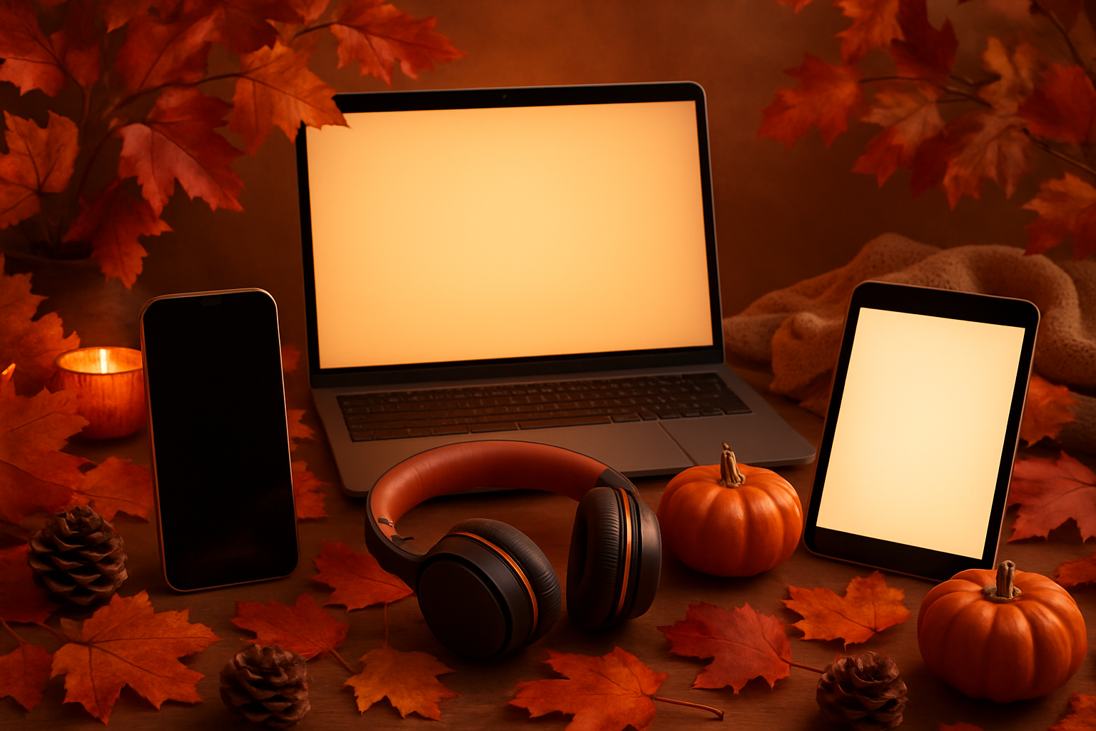 Consumer electronics with a Fall Season theme
