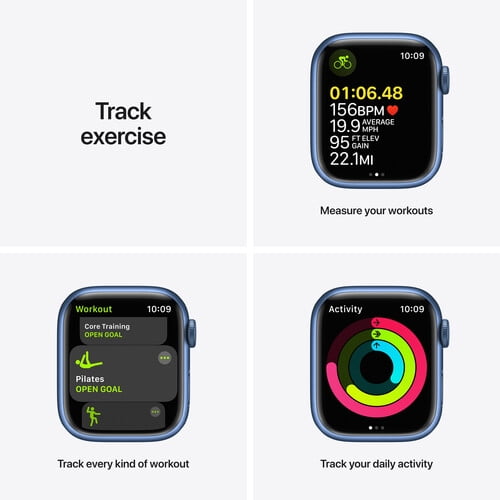 Apple Watch Series 7 (GPS) 41mm Blue Aluminum with Abyss Blue Sport Band (MKN13VC/A)