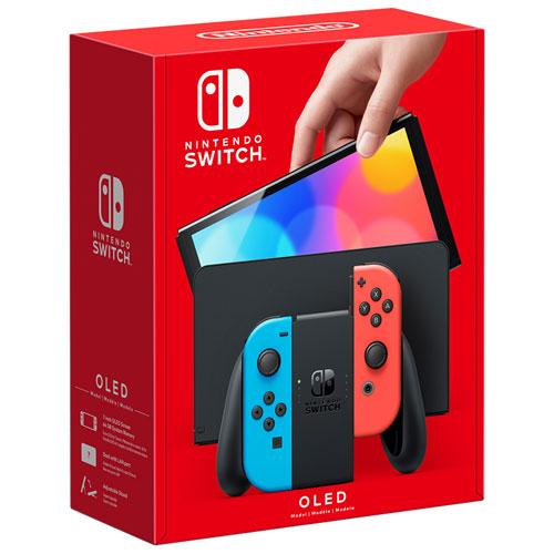 Nintendo Switch Console OLED Model 64GB with Neon Red & Neon Blue Joy-Con