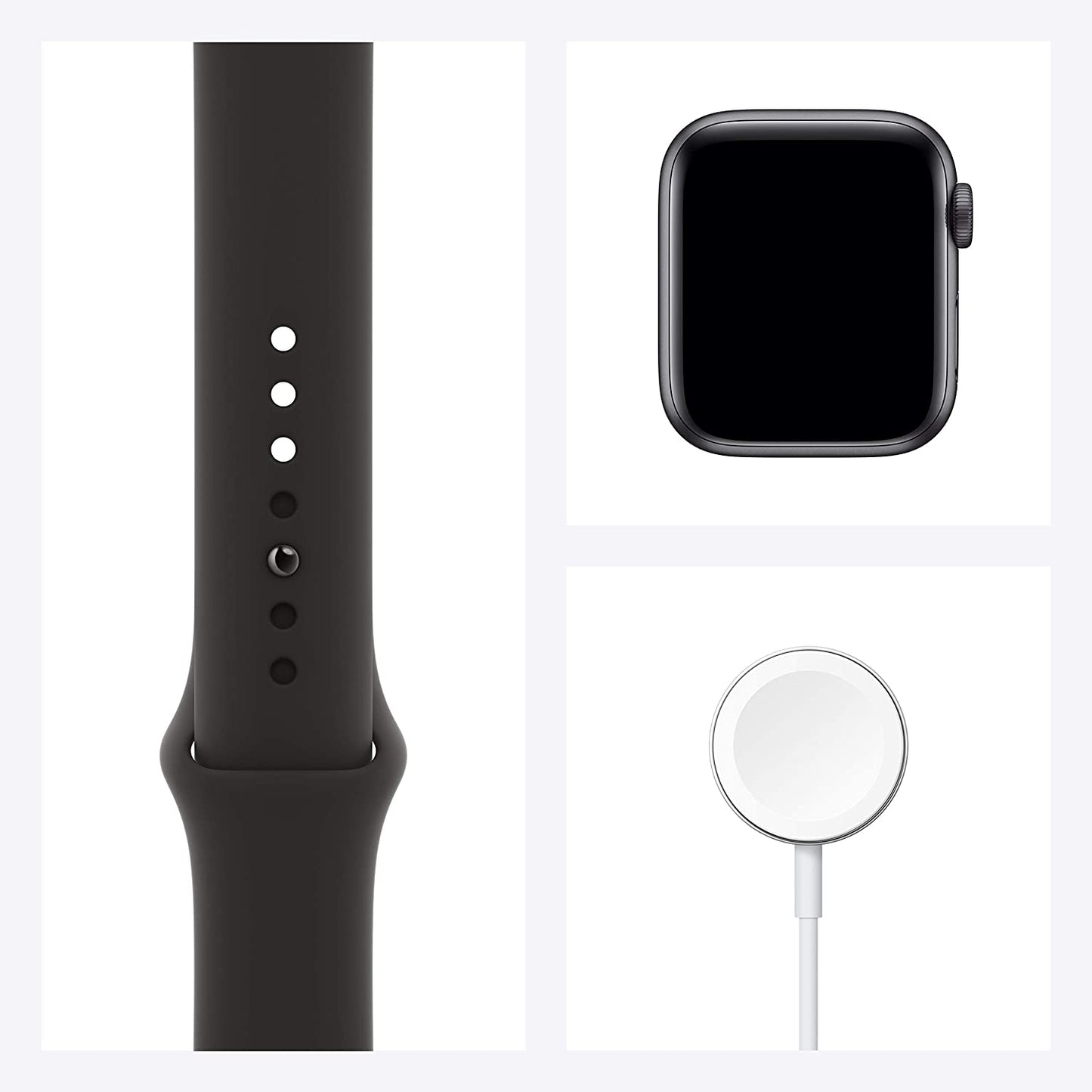 Apple Watch Series 6 (GPS) 40 mm, boîtier en aluminium gris sidéral avec bracelet sport noir