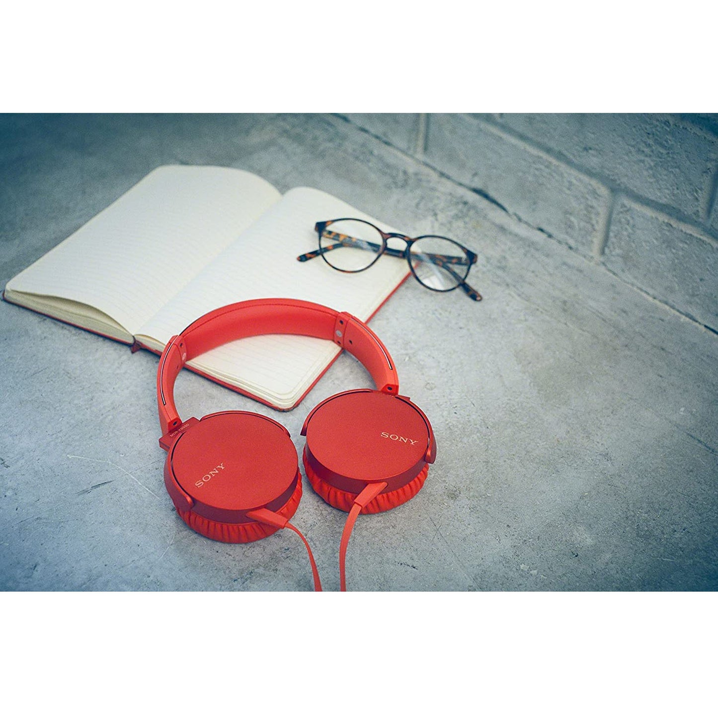 Sony XB550AP Extra Bass Wired On-Ear Headphones with Mic and Control - Red
