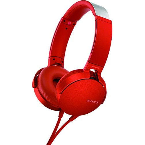 Sony XB550AP Extra Bass Wired On-Ear Headphones with Mic and Control - Red