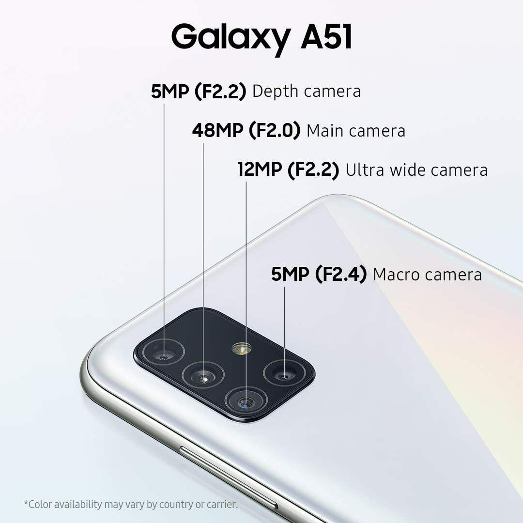 Samsung Galaxy A51 Smartphone Android débloqué double SIM 128 Go (6,5 pouces) LTE Argent SM-A515F