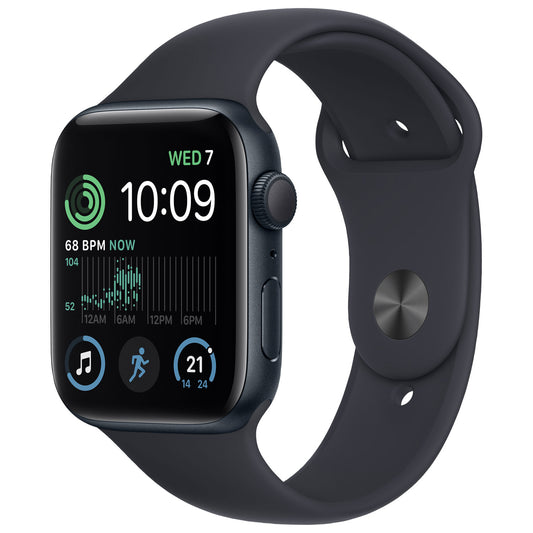 Apple Watch SE (2nd Gen) 44mm (GPS) Midnight Aluminum with Midnight Sport Band (MNK03VC/A)