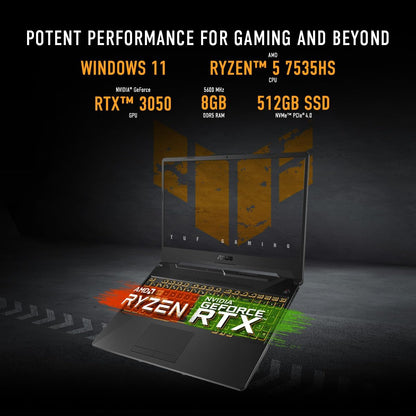 ASUS TUF Gaming Laptop 15.6" FHD Ryzen 5 7535HS 8GB RAM 512GB SSD RTX 3050 4GB Windows 11