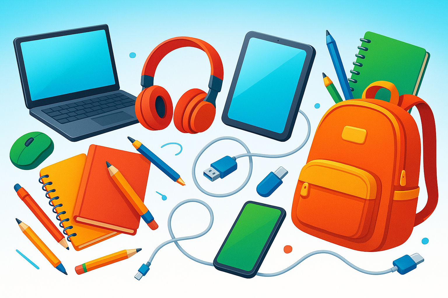 Back to school tech banner with NO TEXT
