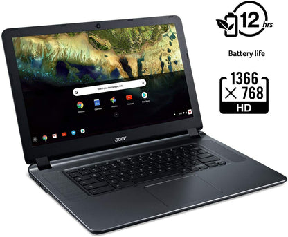 Ordinateur portable Acer Chromebook 15,6 pouces, Intel Atom X5, 4 Go de RAM, 32 Go eMMC, Chrome OS, gris