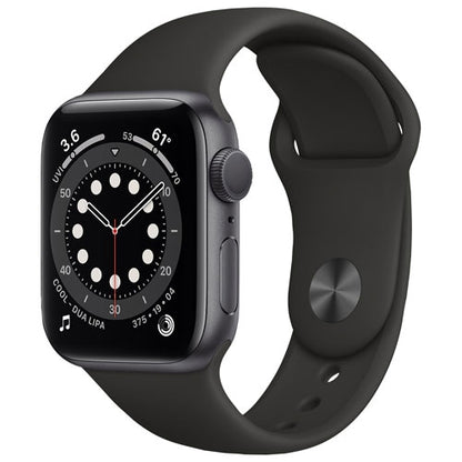 Apple Watch Series 6 (GPS) 40 mm, boîtier en aluminium gris sidéral avec bracelet sport noir