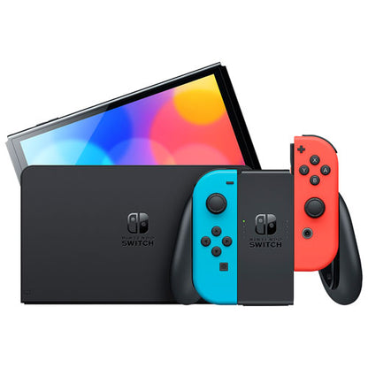Nintendo Switch Console OLED Model 64GB with Neon Red & Neon Blue Joy-Con