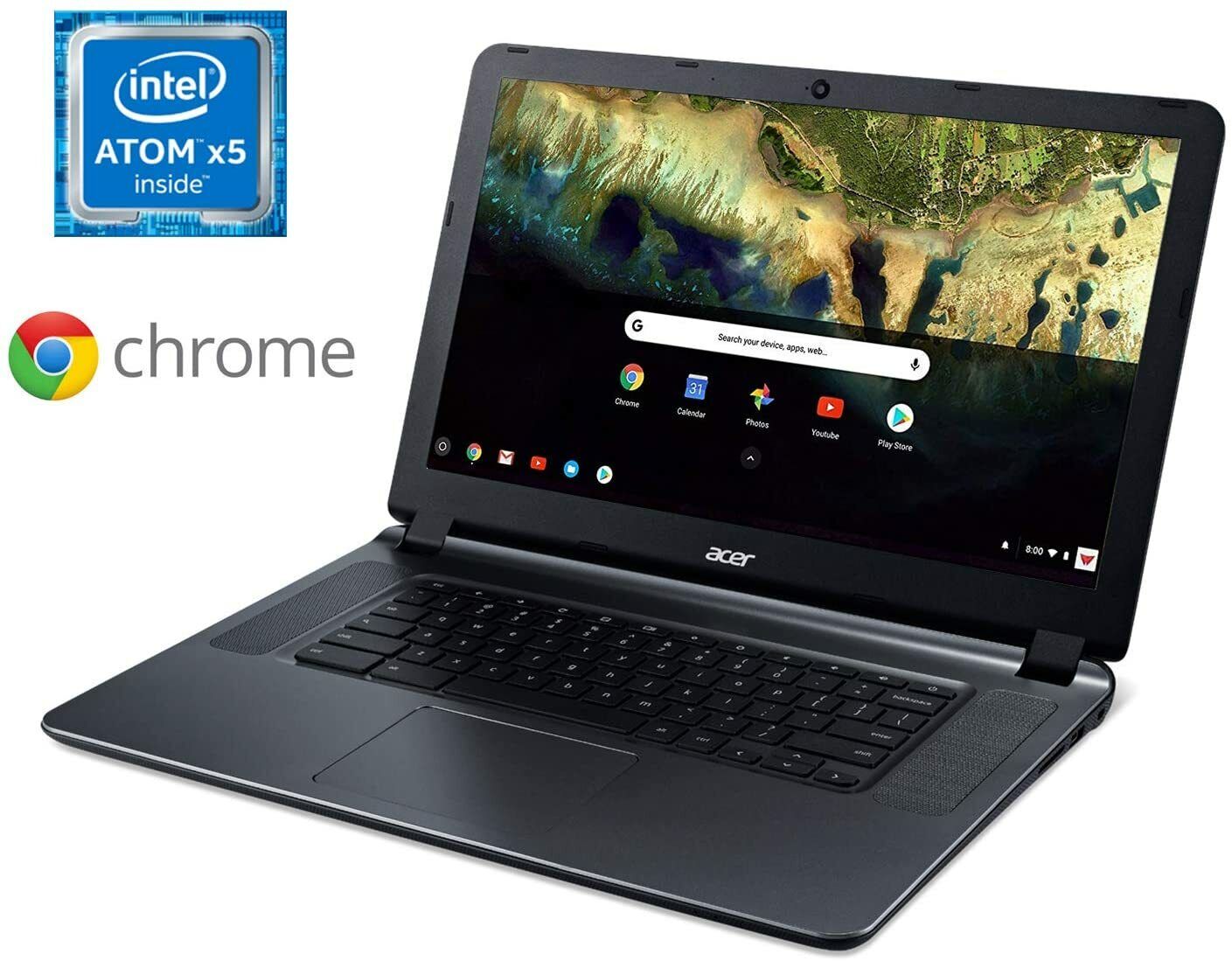 Acer 15.6" Chromebook Laptop Intel Atom X5 4GB RAM 32GB eMMC Chrome OS Gray