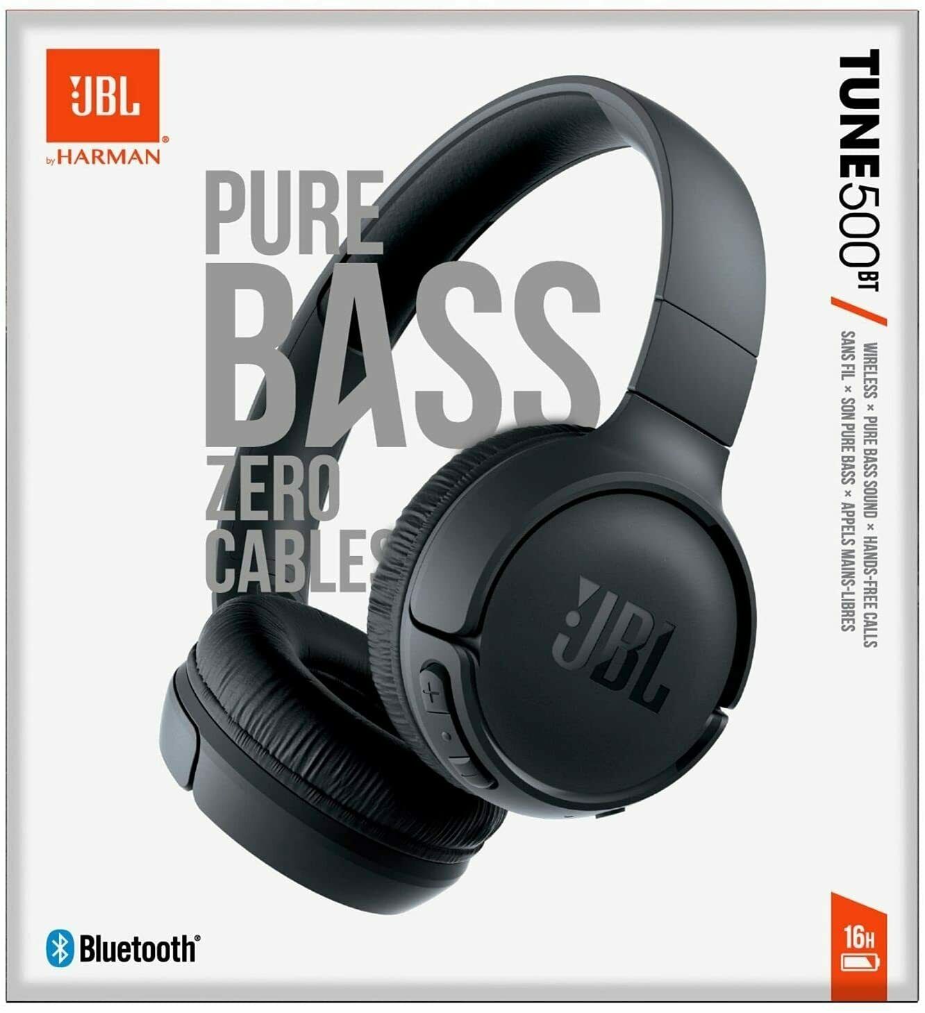 JBL Tune 500BT Wireless Bluetooth On-Ear Headphones with Remote/Mic - Black